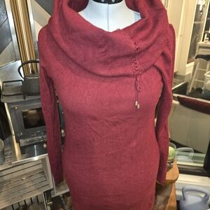 White House Black Market Deep Red Cowl Neck Sweater